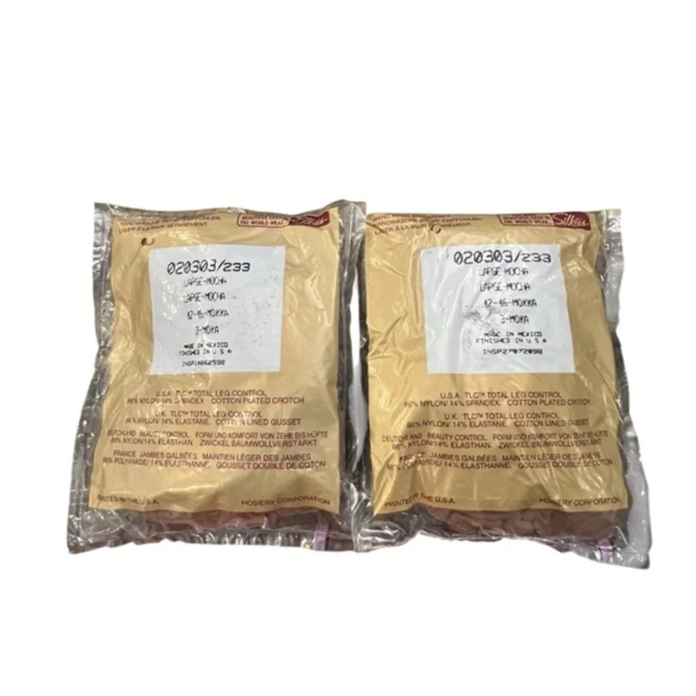 Silkies Nylon TLC Total Leg Control Pantyhose Large Mocha 2 Packs NIP‎ #020303